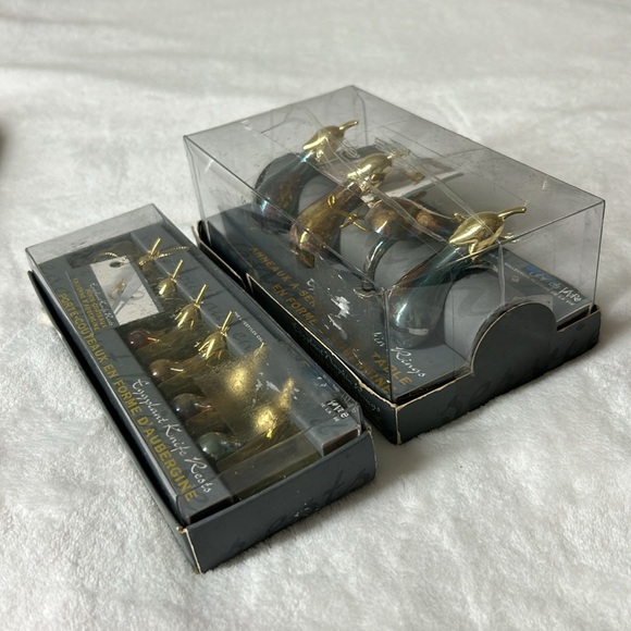 🖤JOIE de VIVRE 4 Eggplant Napkin Rings + 6 Knife rests bundle - Picture 4 of 10